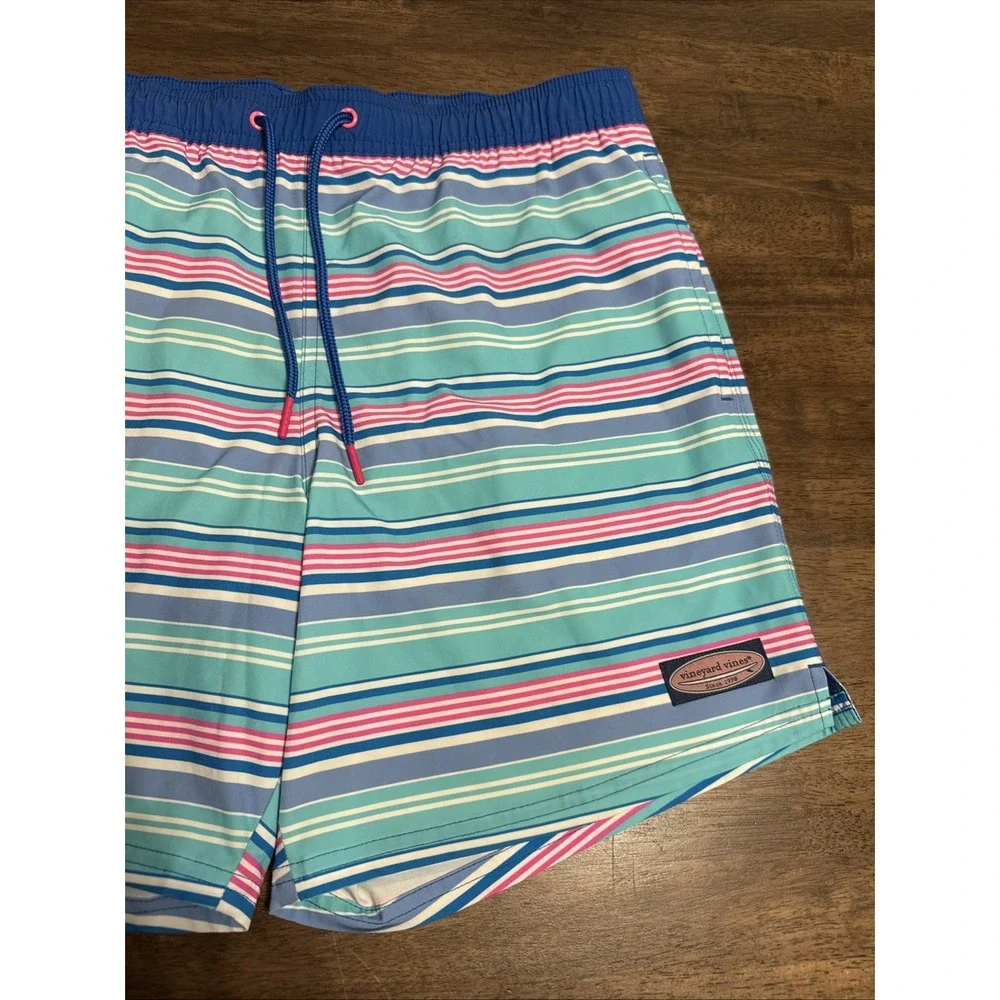 Vineyard‎ Vines Swim Trunks Men Medium Striped Mesh Lined Shorts Stretch